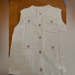 Women's Cream Button-Up Sweater Vest